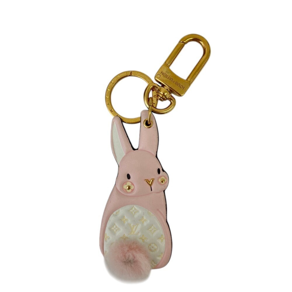 Louis Vuitton Porte Clés LV Bunny Monogram Keyring Charm M01560 Pink Women's